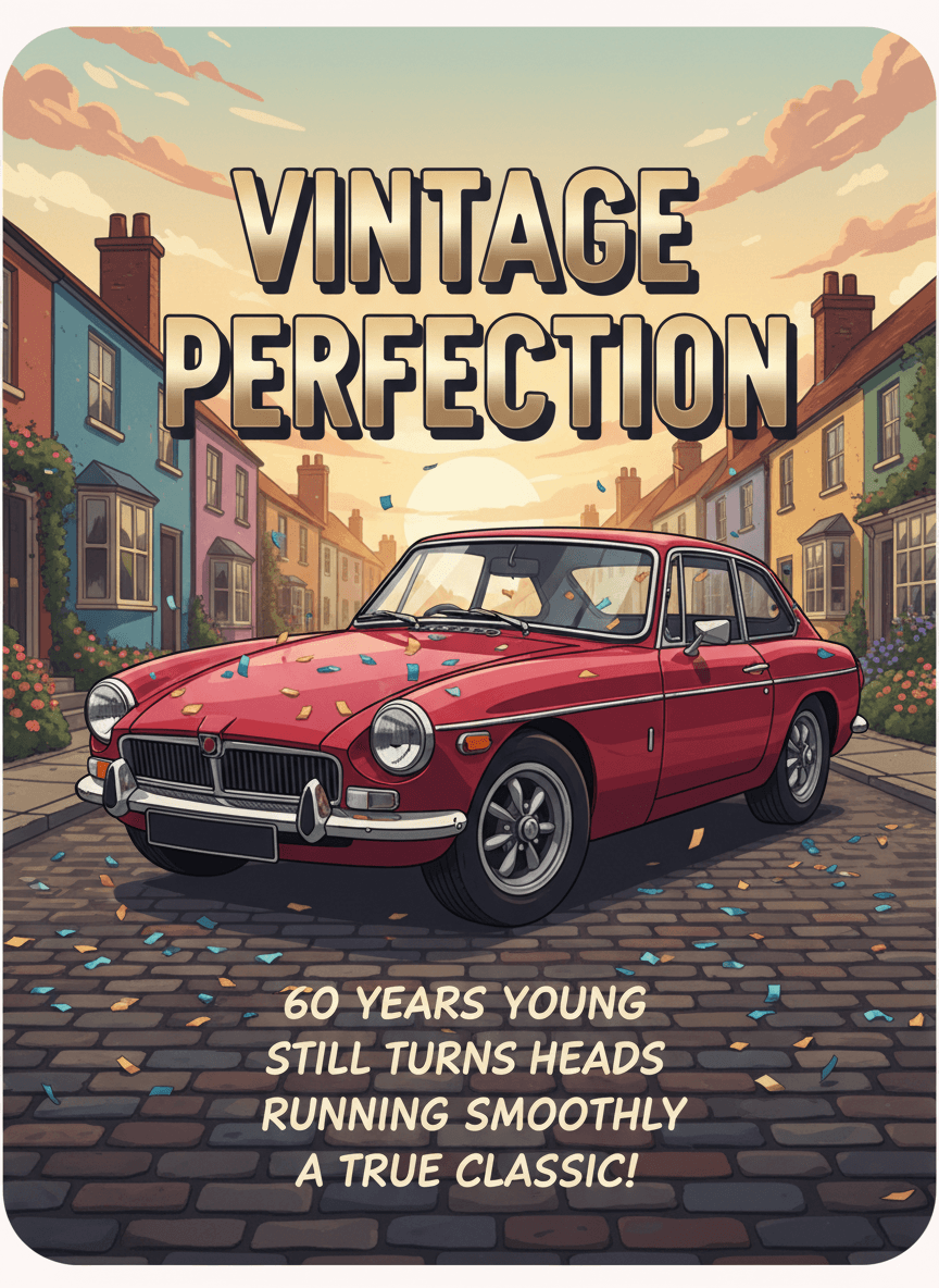 60th Birthday Vintage Car Greeting Card - Funny Gift UK