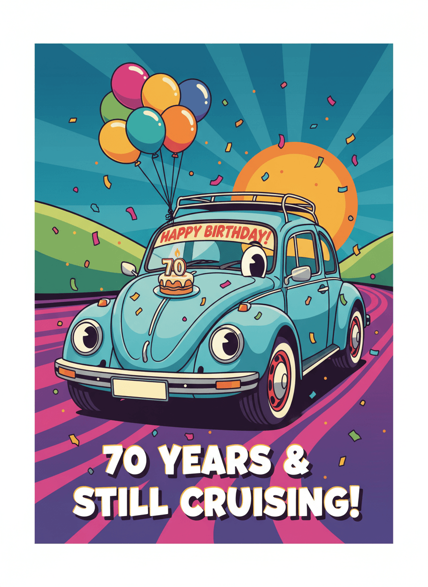 70th Birthday Car Card