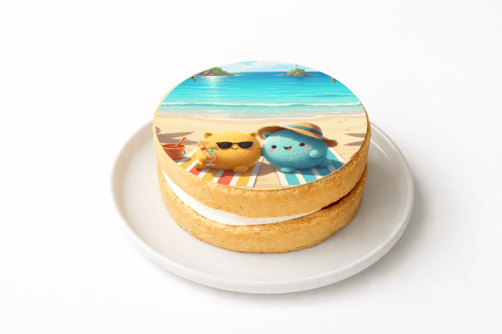 Beach Day Fluffy Creatures Cake - Funny Gift UK