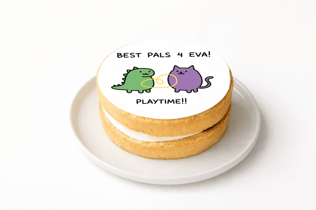 Best Pals Cake - Dinosaur and Cat - Funny Gift UK