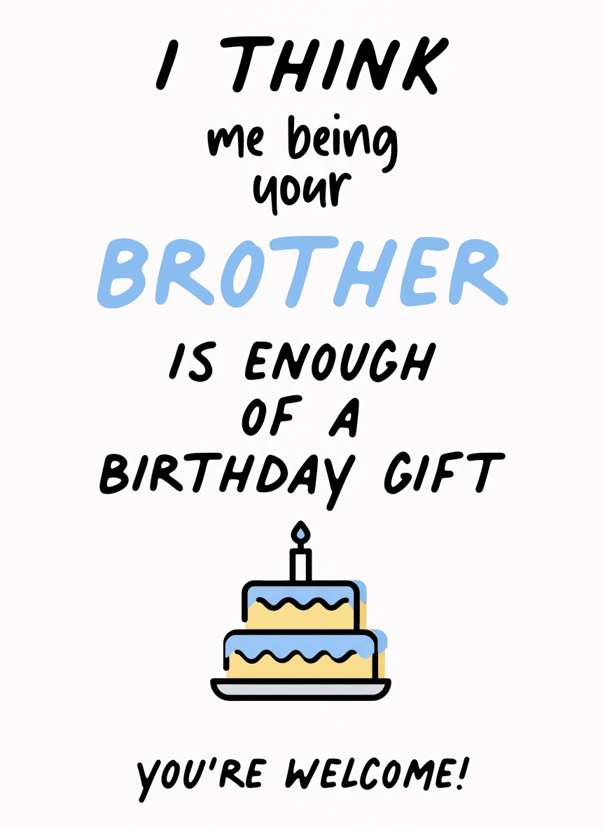 Brother Birthday Gift Card - Funny Gift UK