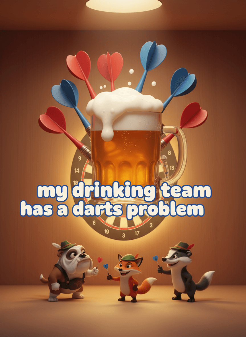Drinking Team Darts Problem Card - Funny Gift UK