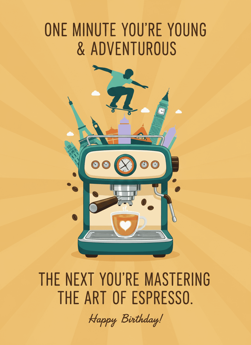 Espresso Machine Birthday Card