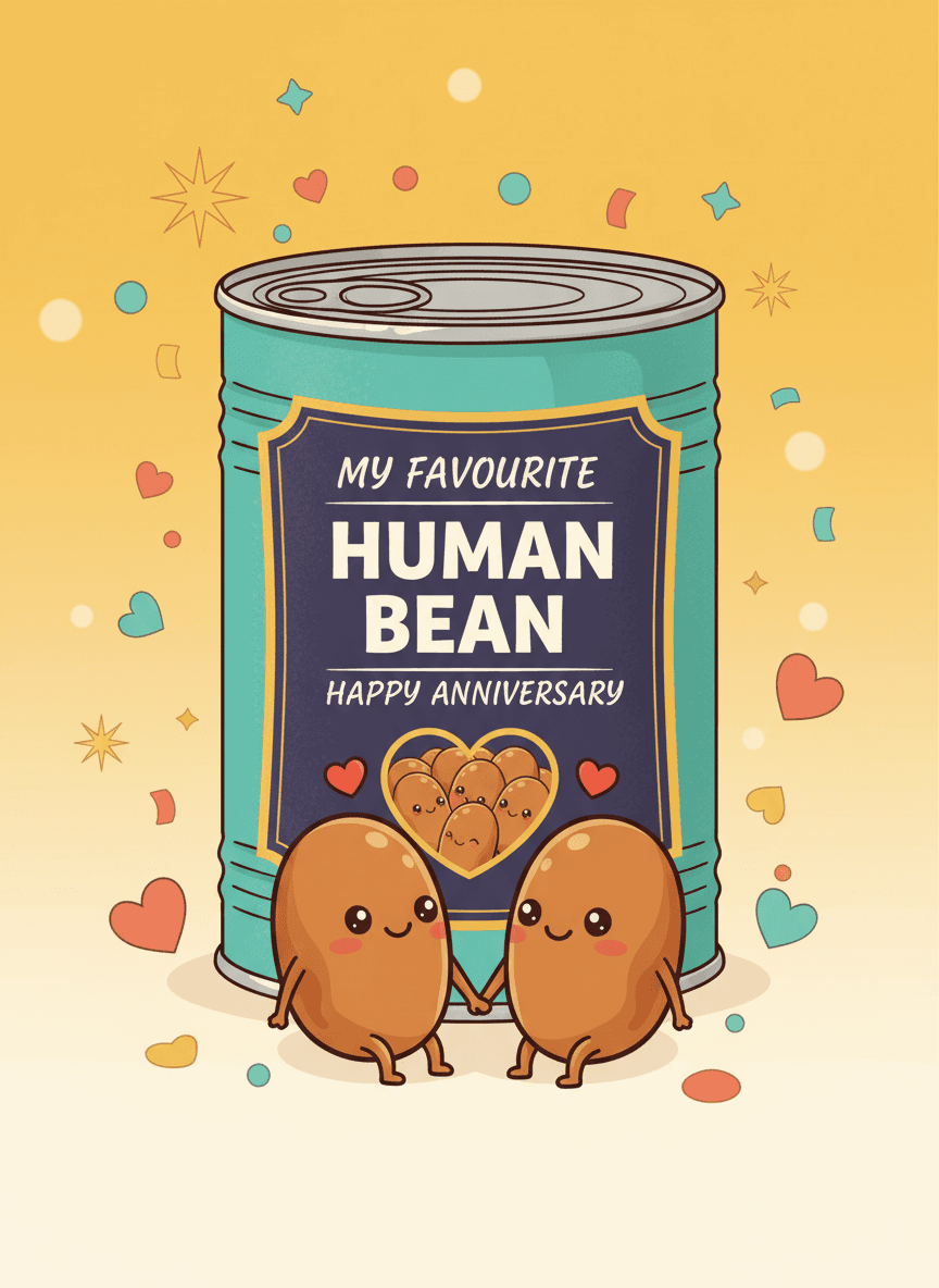 Funny Anniversary Card - My Favourite Human Bean - Funny Gift UK