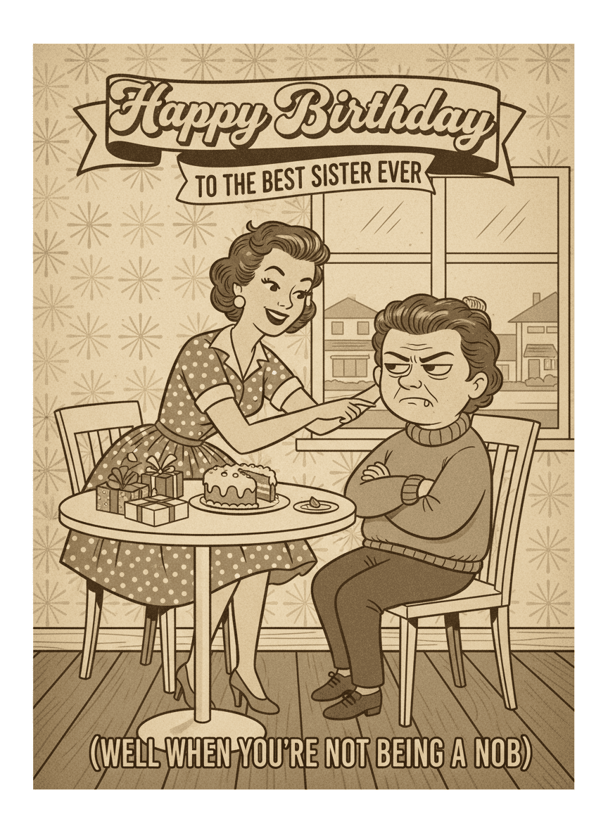 Funny Birthday Card for Sister