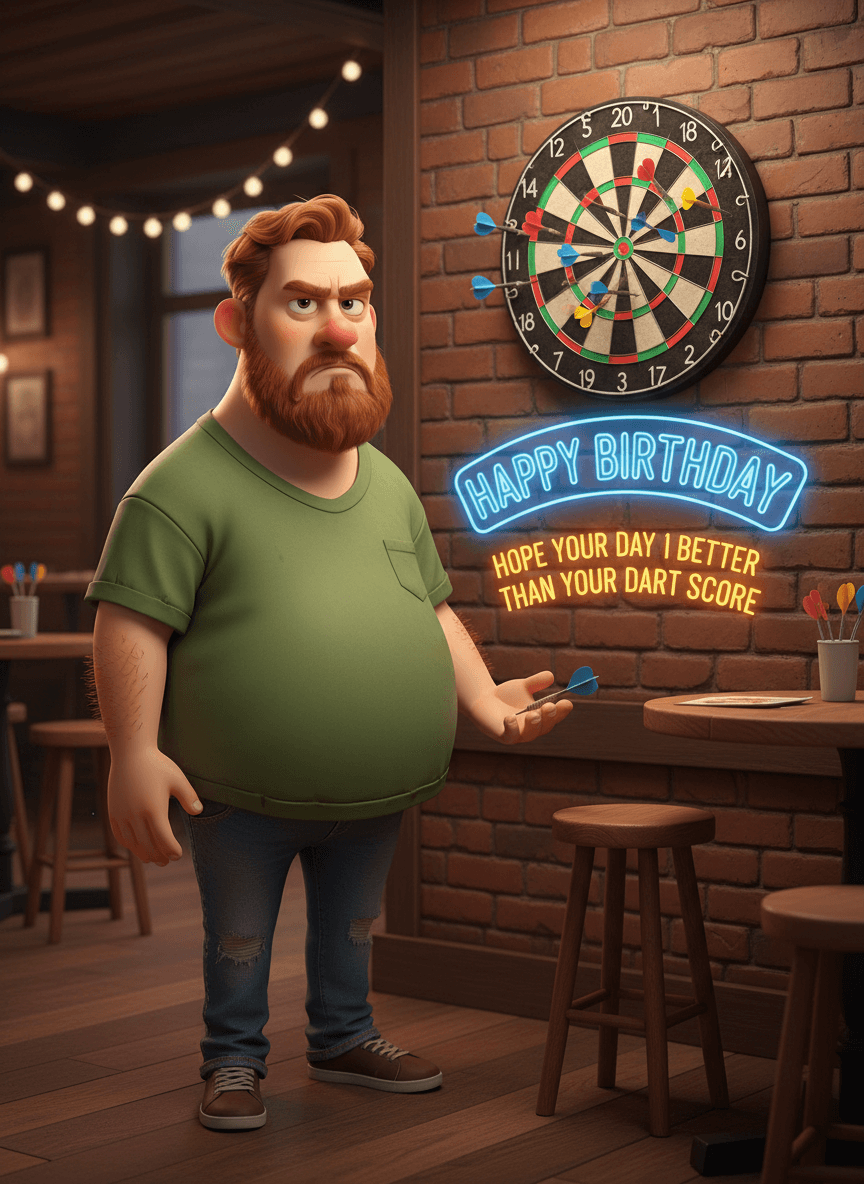 Funny Dartboard Birthday Card for Him