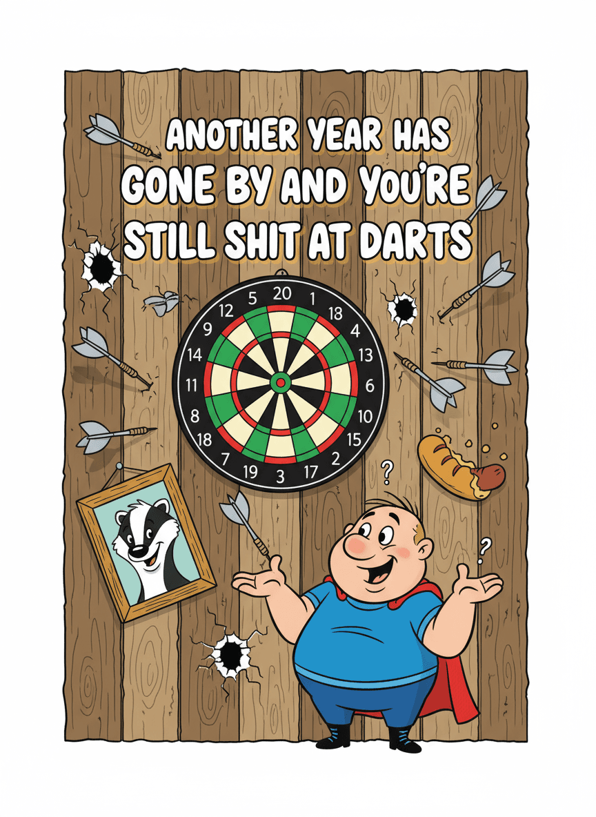 Funny Darts Birthday Card