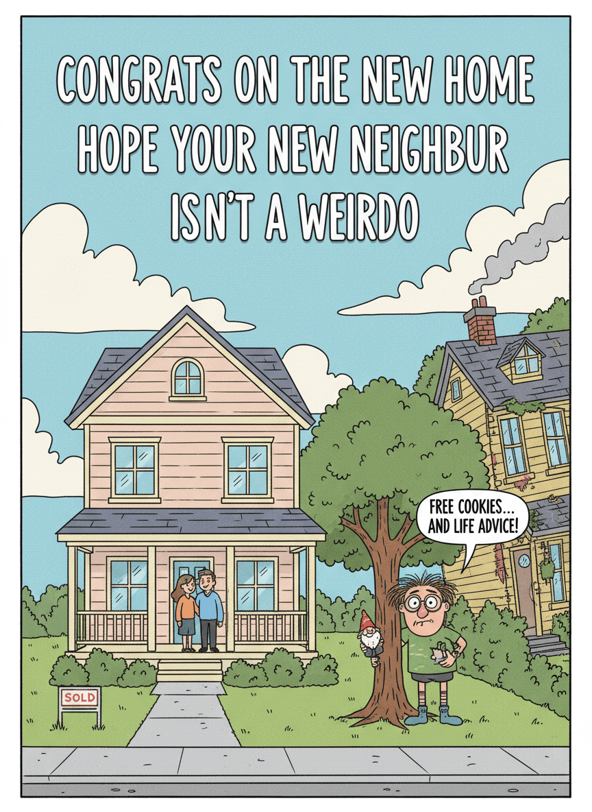 Funny New Home Card - Weird Neighbor