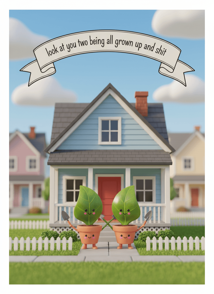 Grown Up Couple New Home Card - Funny Gift UK