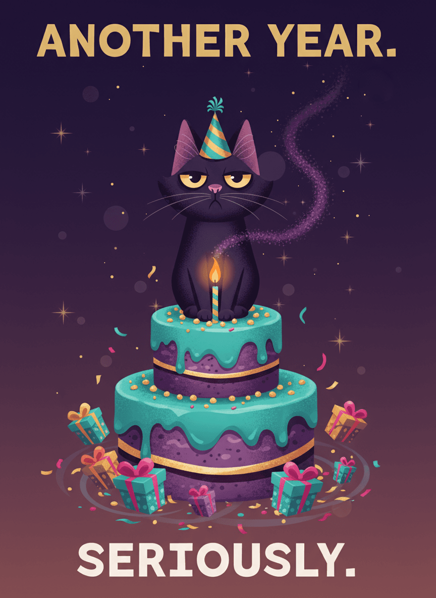 Grumpy Cat Birthday Cake Card