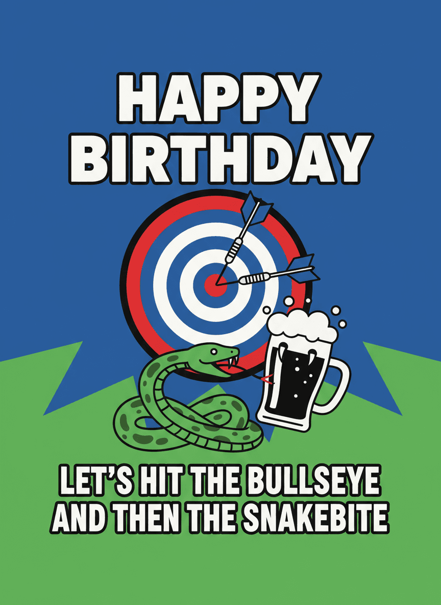 Happy Birthday Bullseye Snakebite Card