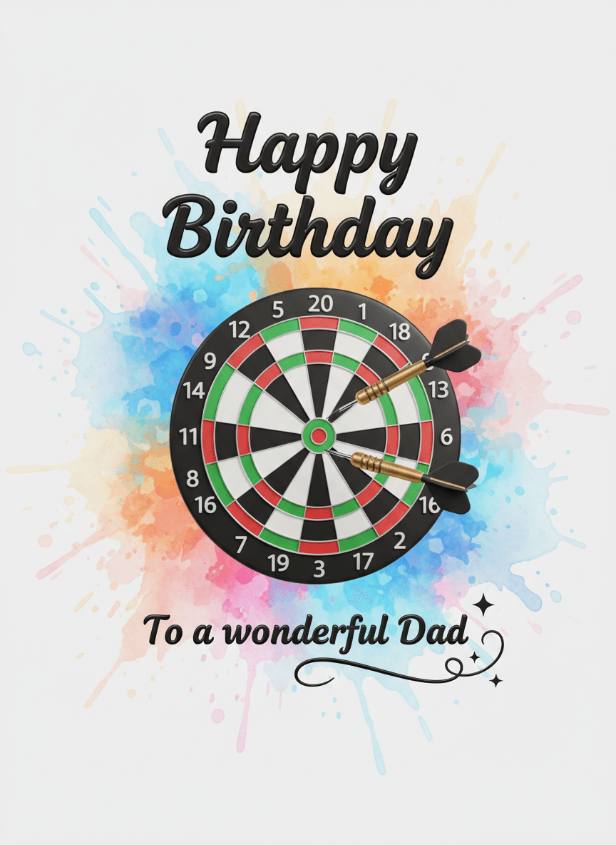 Happy Birthday Dartboard Card for Dad - Funny Gift UK