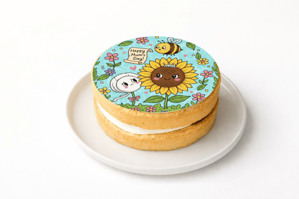 Happy Mum's Day Cake Topper Sunflower Design - Funny Gift UK