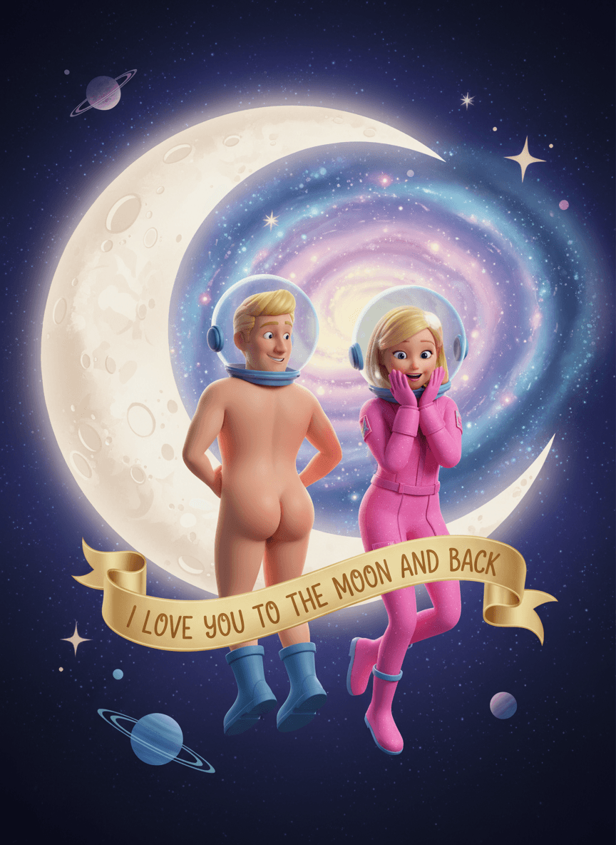 I Love You to the Moon Anniversary Card - Funny Gift UK
