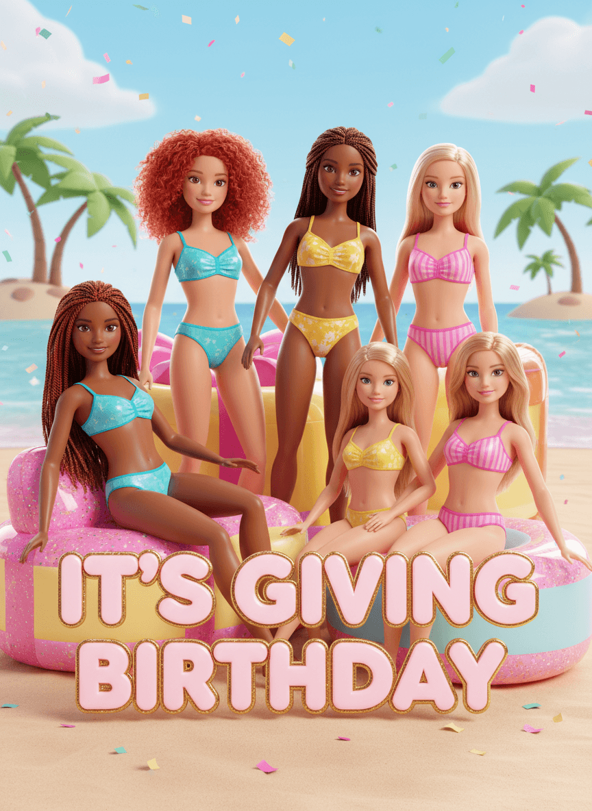 It's Giving Birthday Beach Dolls - Funny Gift UK