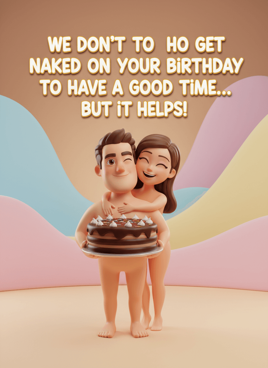 Naked Birthday Cake Card - Funny Gift UK