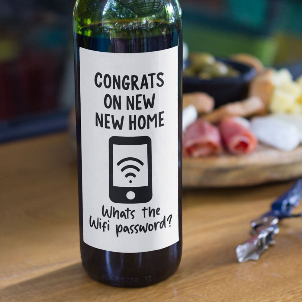 New Home Wine Bottle Label - Wifi Password - Funny Gift UK
