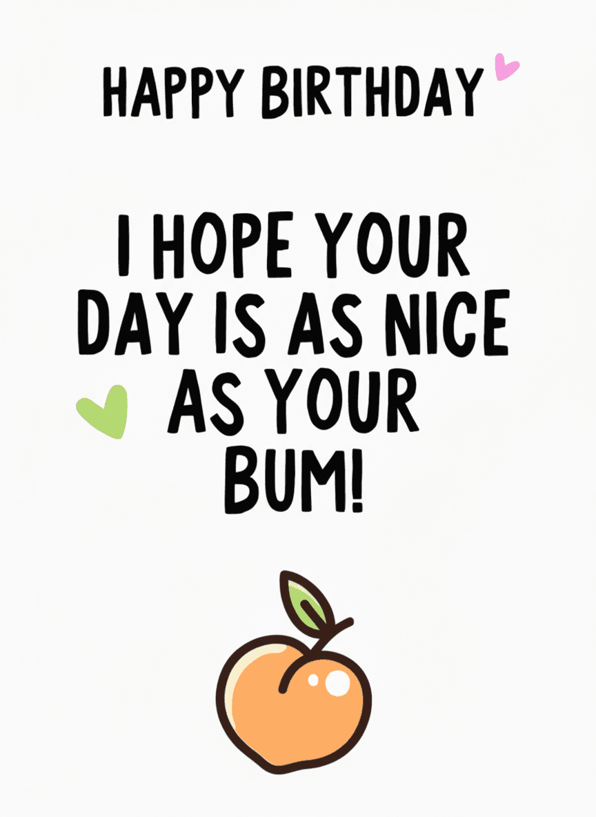 Nice Bum Birthday Greeting Card - Funny Gift UK