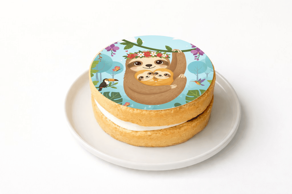 Sloth Mom and Babies Edible Cake - Funny Gift UK