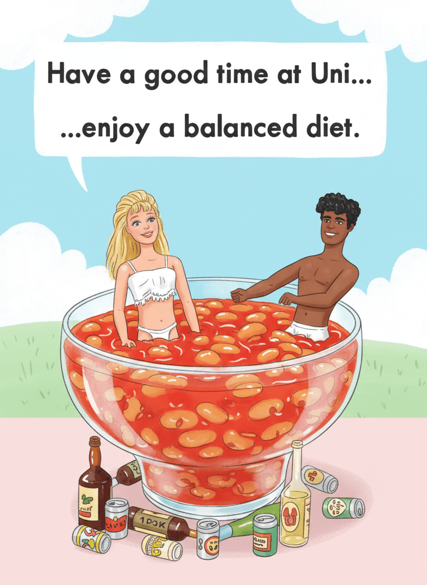 Uni Balanced Diet Greeting Card - Funny Gift UK